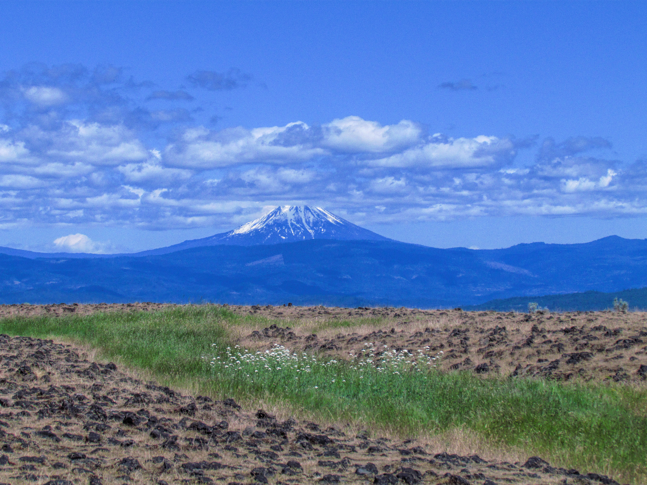 Photo looking at Mt. McLoughlin from the top of Upper Table Rock.