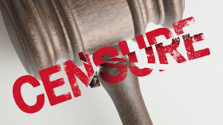 a graphic that reads "censure."