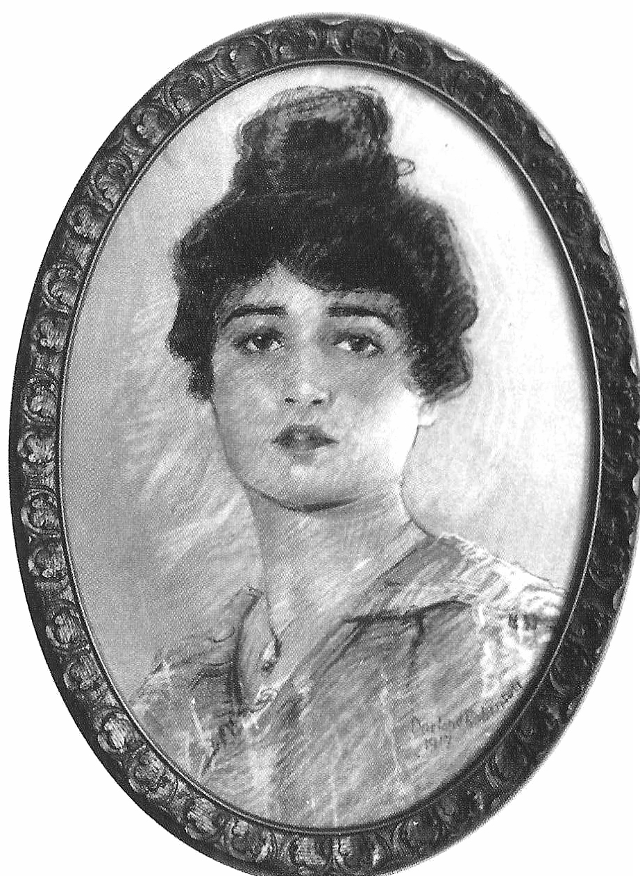 Black and white sketch of a woman from 1917.