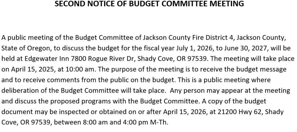 notice for april 15 fire district 4 budget meeting