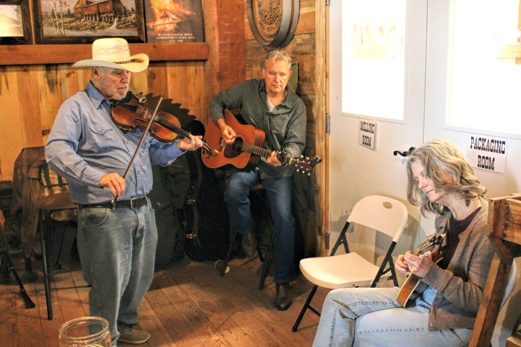 photo of a small band of acoustic musicians.