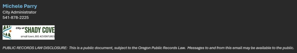 screen grab of the email signature of the former city administrator.
