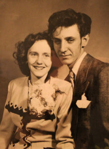 black and white photo of a couple at their junior prom.