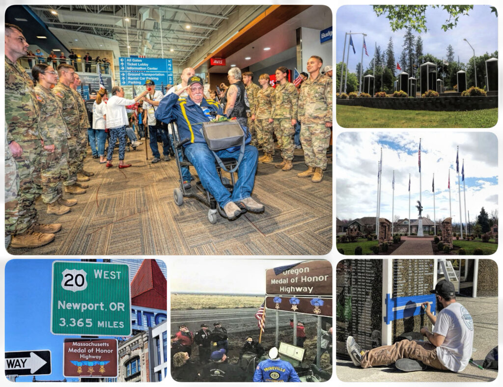 collage of several veterans memorials.