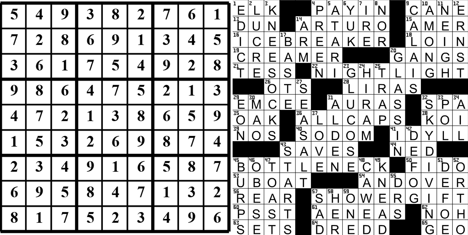 collage of this week's puzzle solutions.