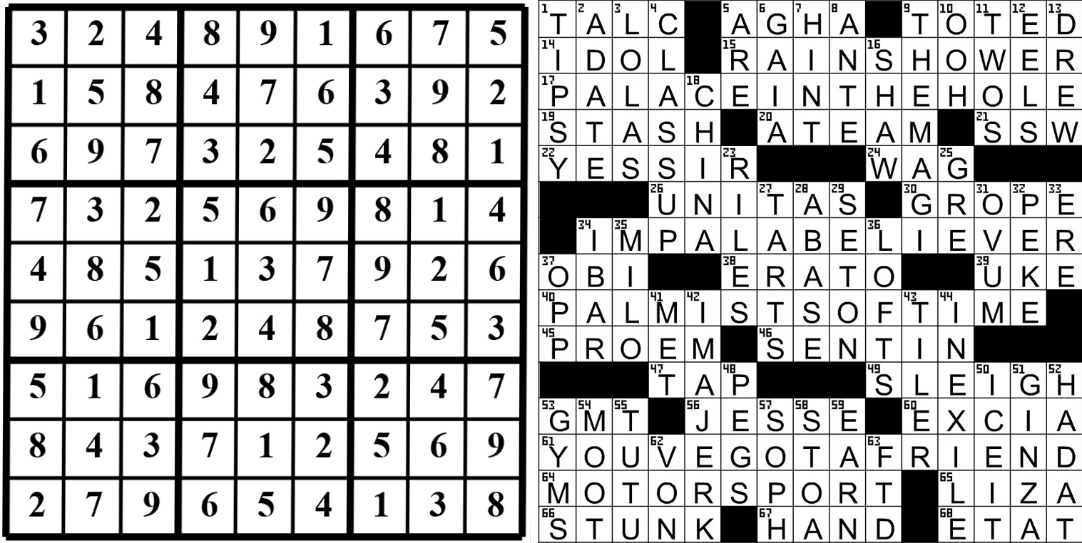 collage of this week's puzzle solutions.