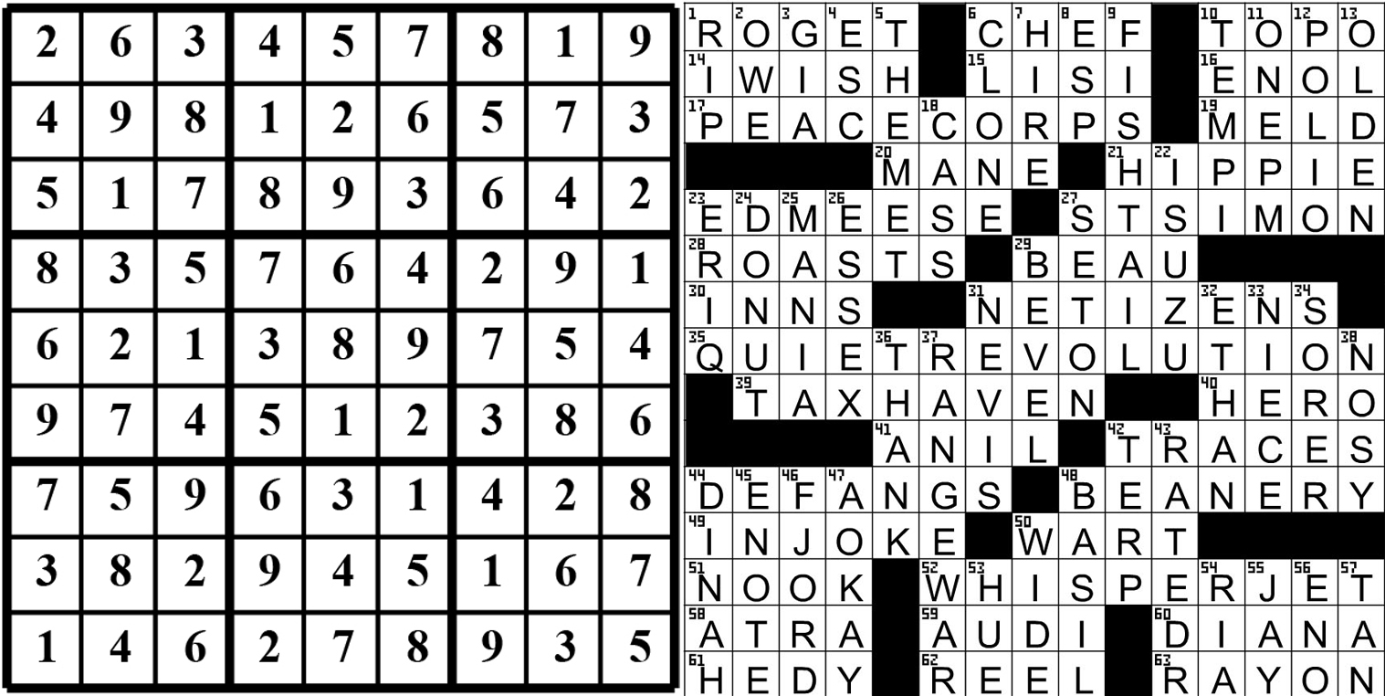 collage of this week's puzzle solutions.