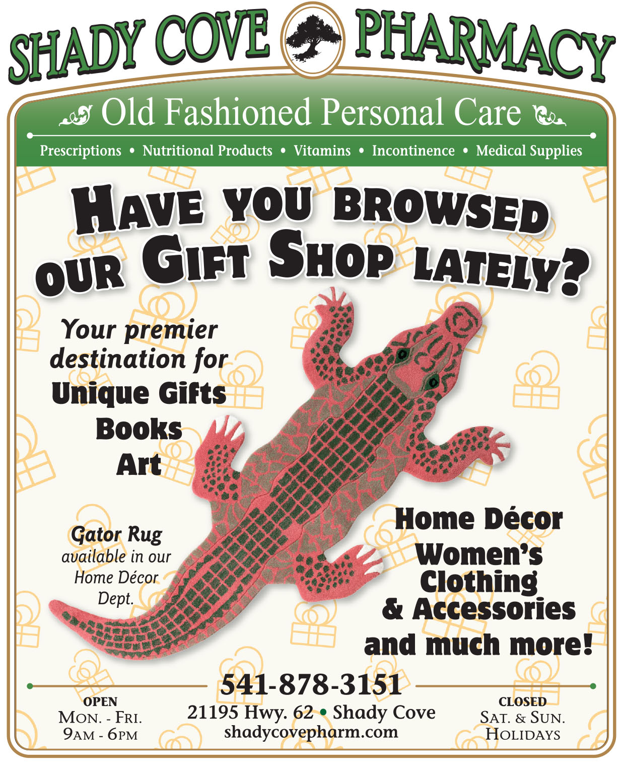 weekly ad for shady cove pharmacy advertising their home decor.