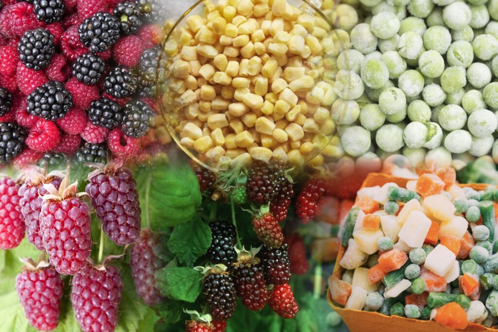collage of berries and vegetables