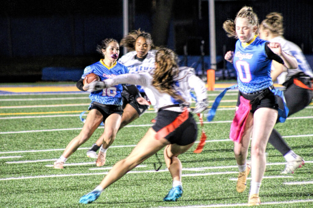 photo of a high school flag football game.