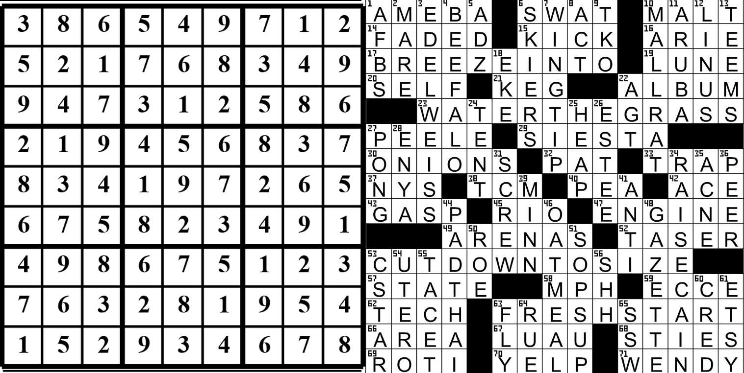 collage of this week's puzzle solutions.