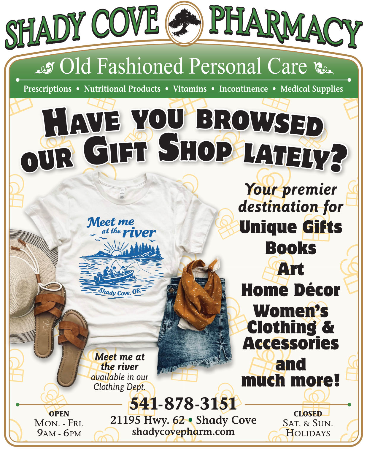 this week's ad for shady cove pharmacy highlighting unique gifts