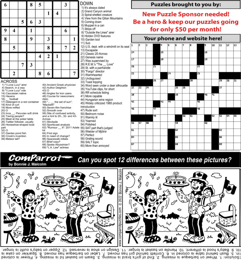 collage of this week's puzzles.