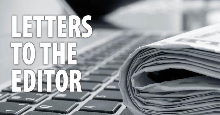 graphic of a laptop keyboard and rolled up newspaper reading "letters to the editor"
