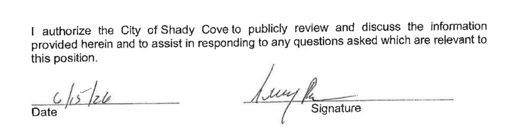screen grab of the signed signature line from an application for appointment to council.