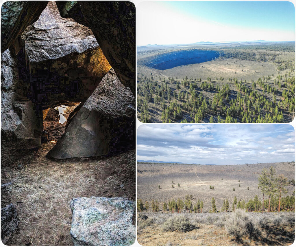 three up collage of Hole in the Ground geological feature.