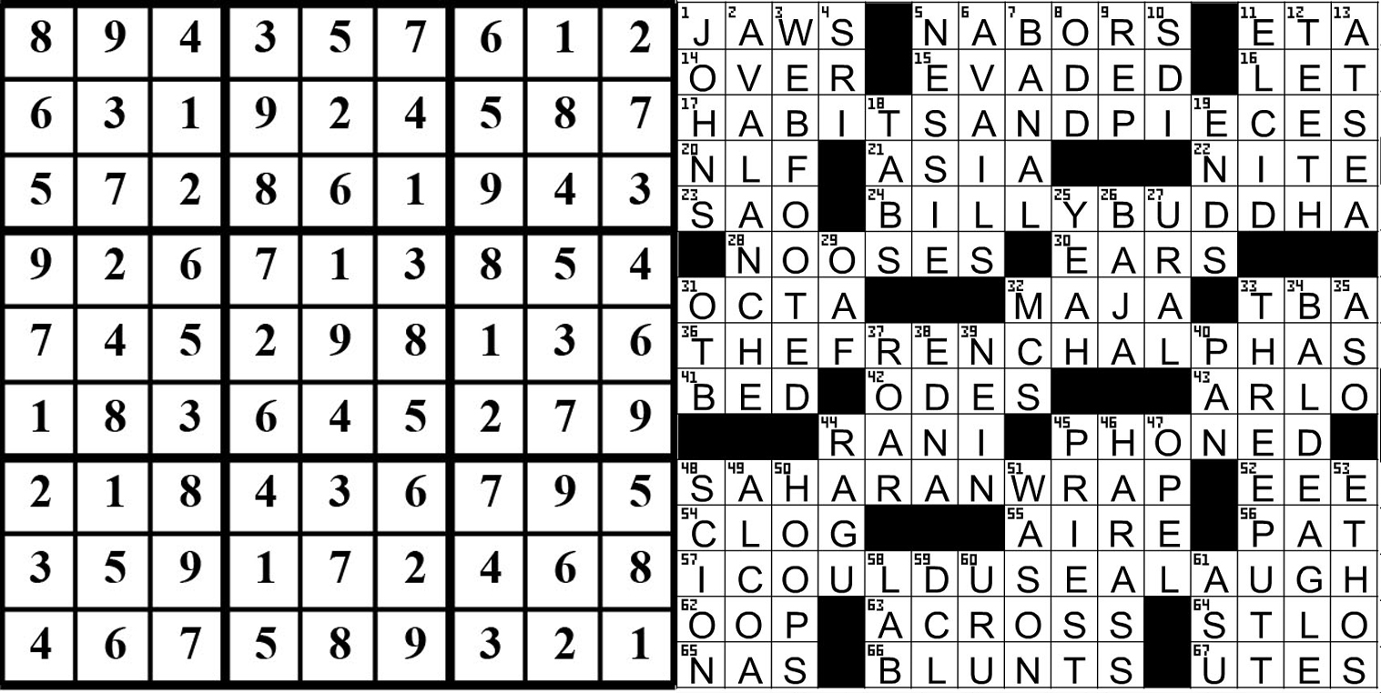 collage of this week's puzzle solutions.