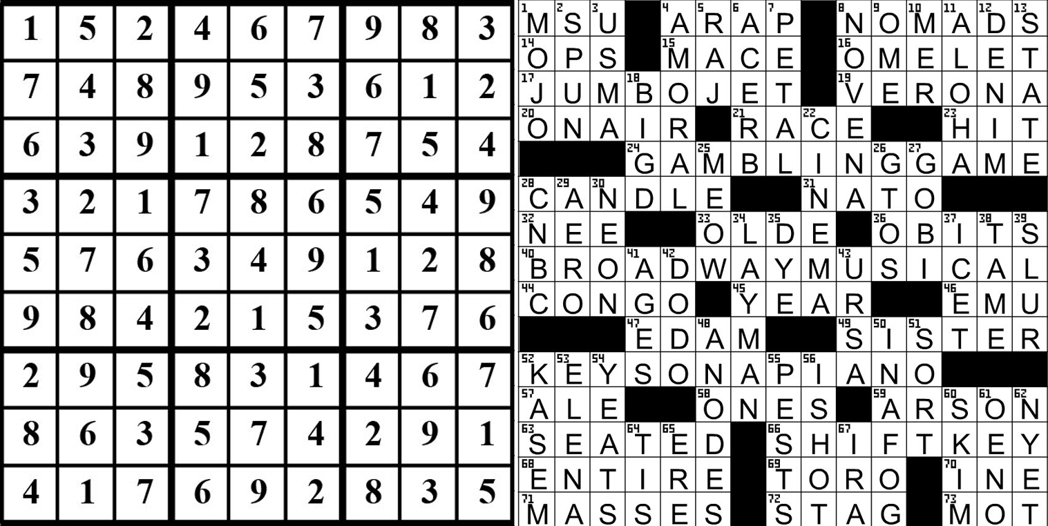 collage of this weeks puzzle solutions.