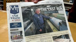photo of the last printed edition of the Mail Tribune.
