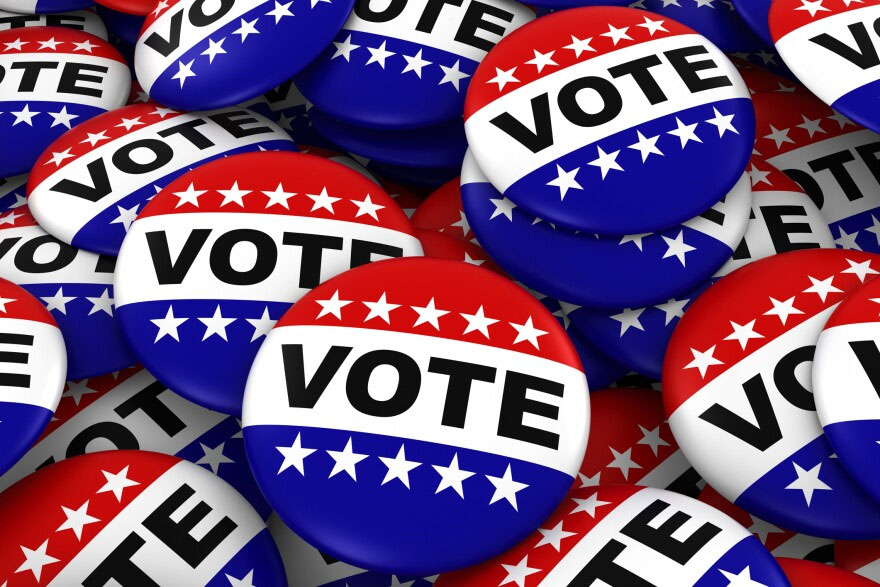 photo of a several "Vote" buttons stacked on top of each other.