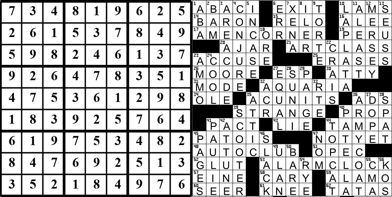collage of this week's puzzle solutions.