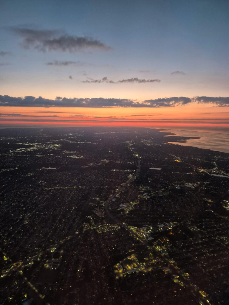 photo from a plane window looking over new york.