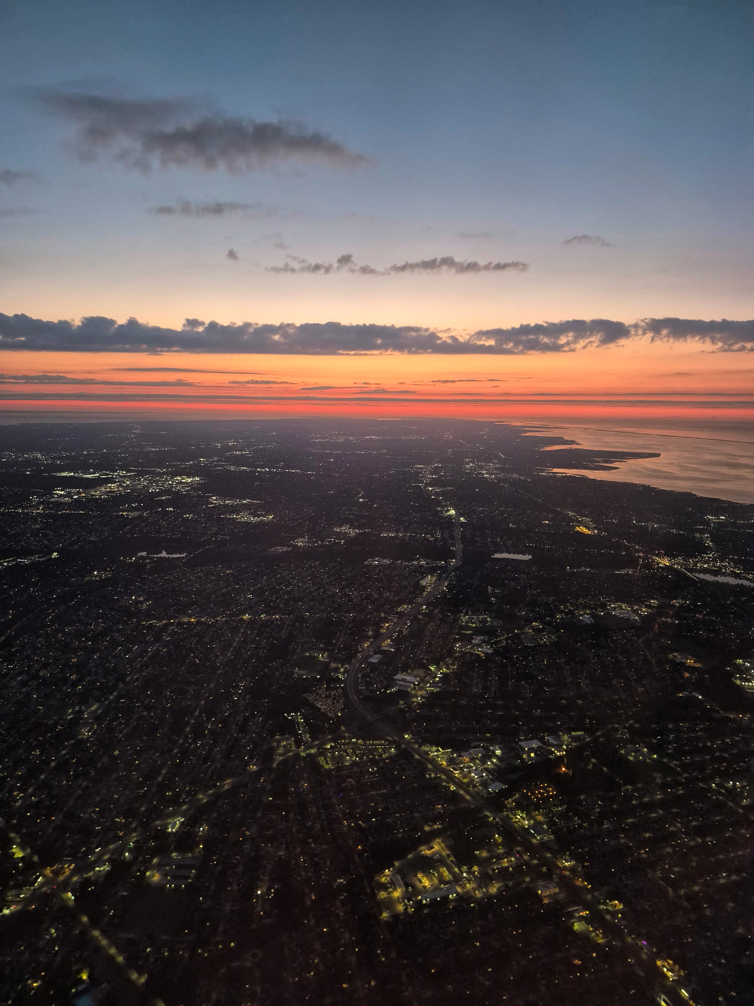 photo from a plane window looking over new york.