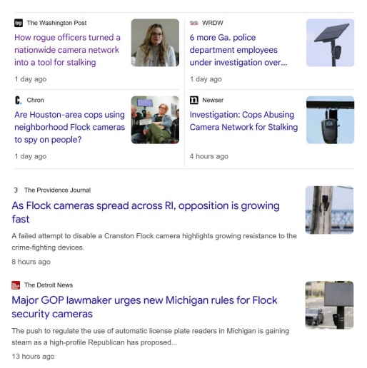 collage of six current headlines for anti-flock news stories.