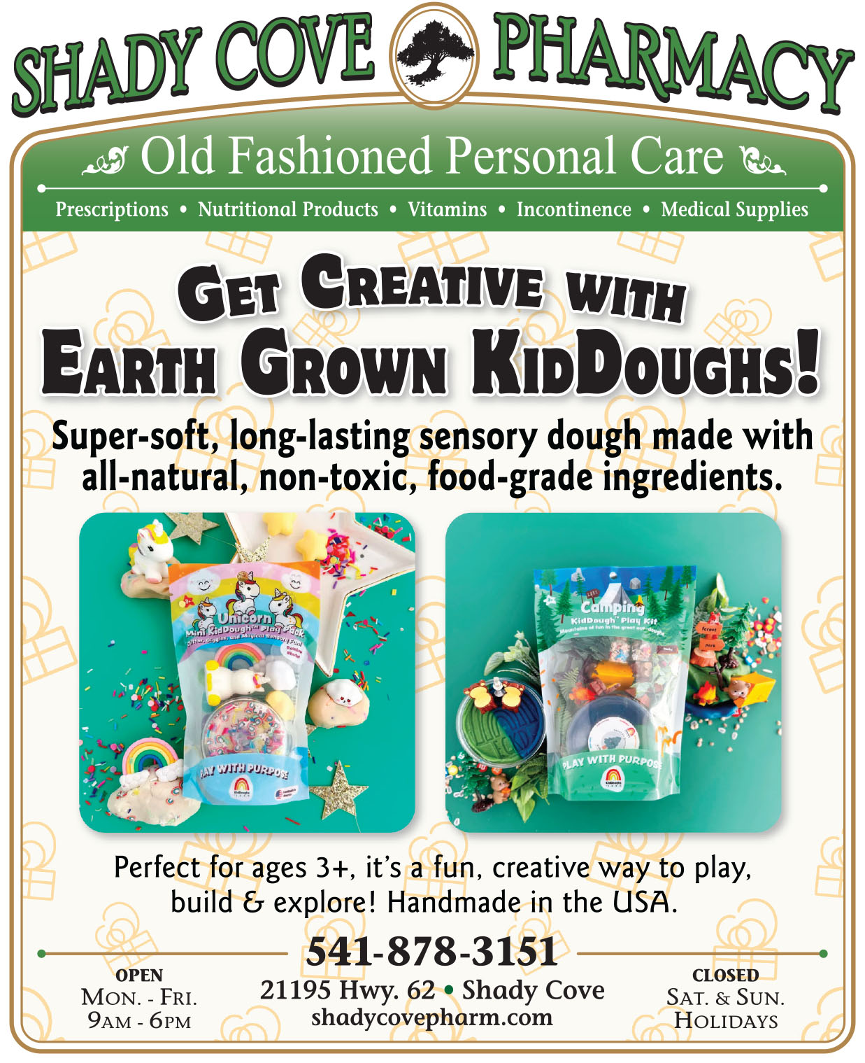 this weeks shady cove pharmacy ad showing they have they carry Earth Grown KidDough