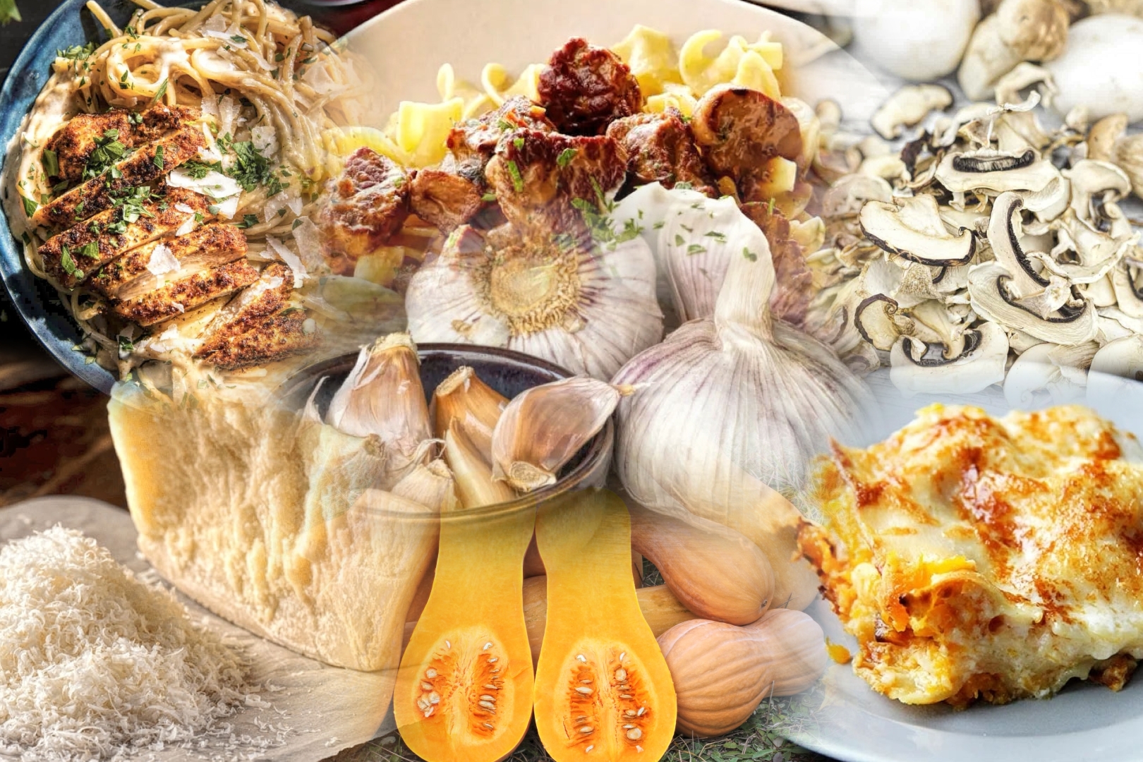 collage of the completed recipes in this week's column along with some raw ingredients.