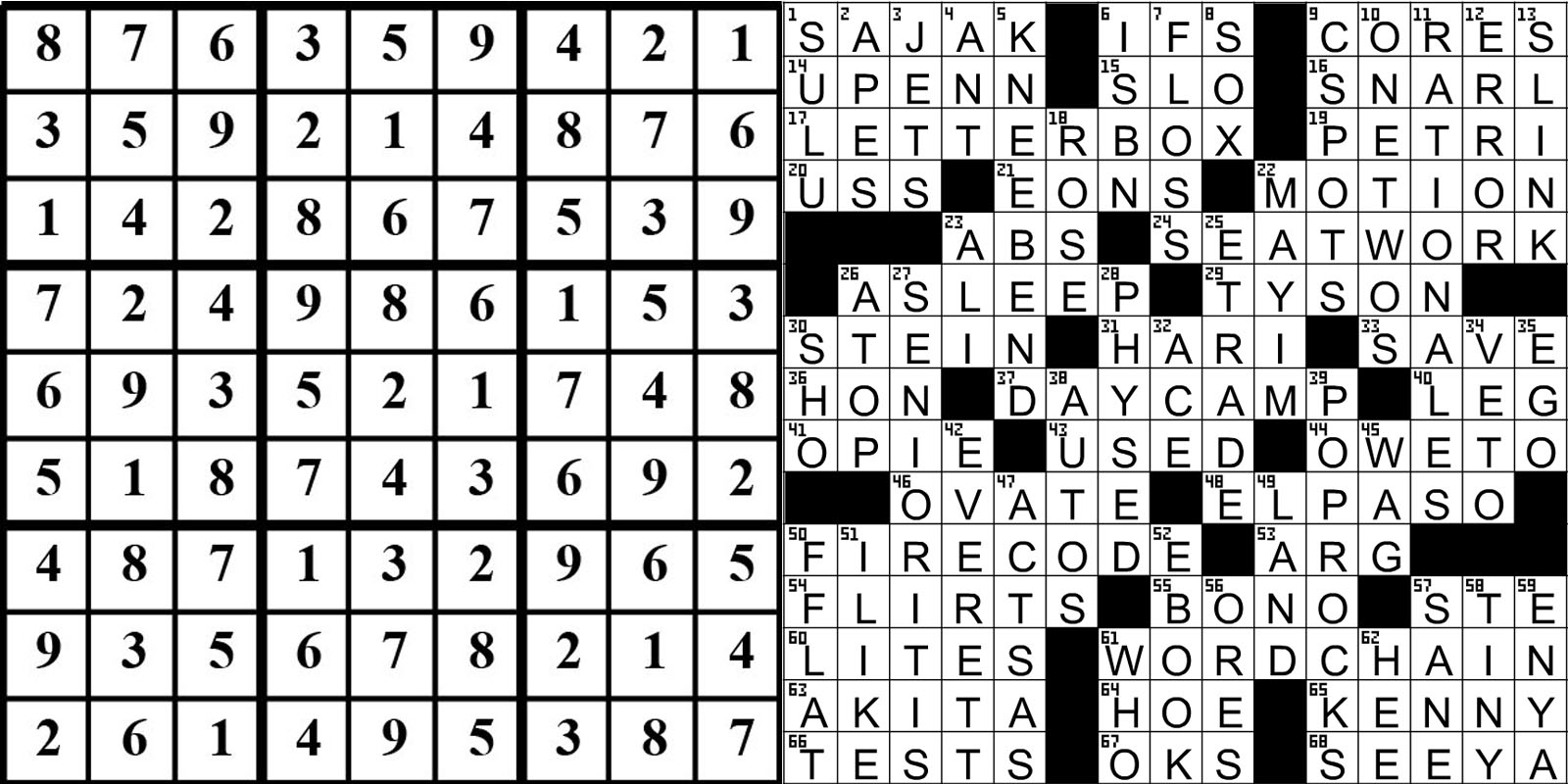 collage of this week's puzzle solutions.