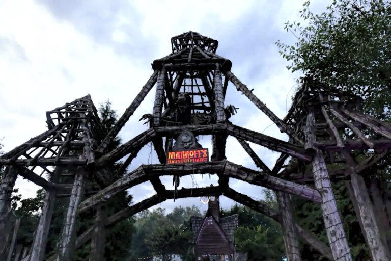 photo of the entrance to a haunted house.